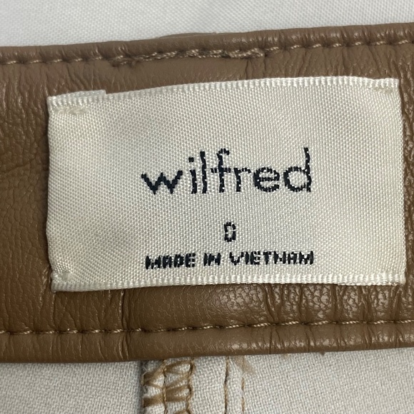 ARITZIA Wilfred The Melina Pant High-Waisted Vegan Leather Taupe Size 0 - Picture 4 of 7